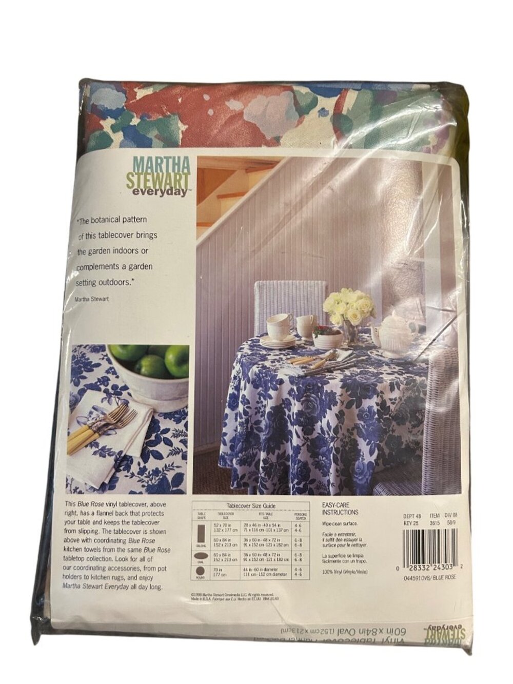 Martha Stewart Everyday Vinyl Tablecover Flannel Backed 60"x84" Oval Botanical P - Picture 4 of 4